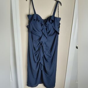 City Chic Navy Ruffle Midi Dress